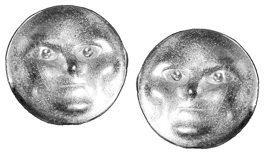 Someone to Watch Over Me-Face Earrings Diamond Eyes-14K gold. Dime size