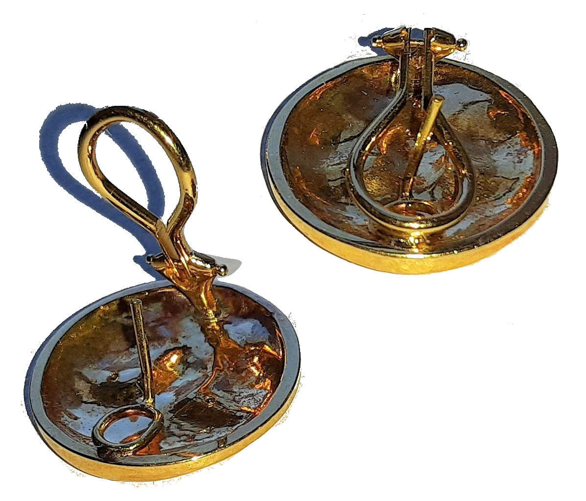 Someone to Watch Over Me-Face Earrings Diamond Eyes-14K gold. Dime size
