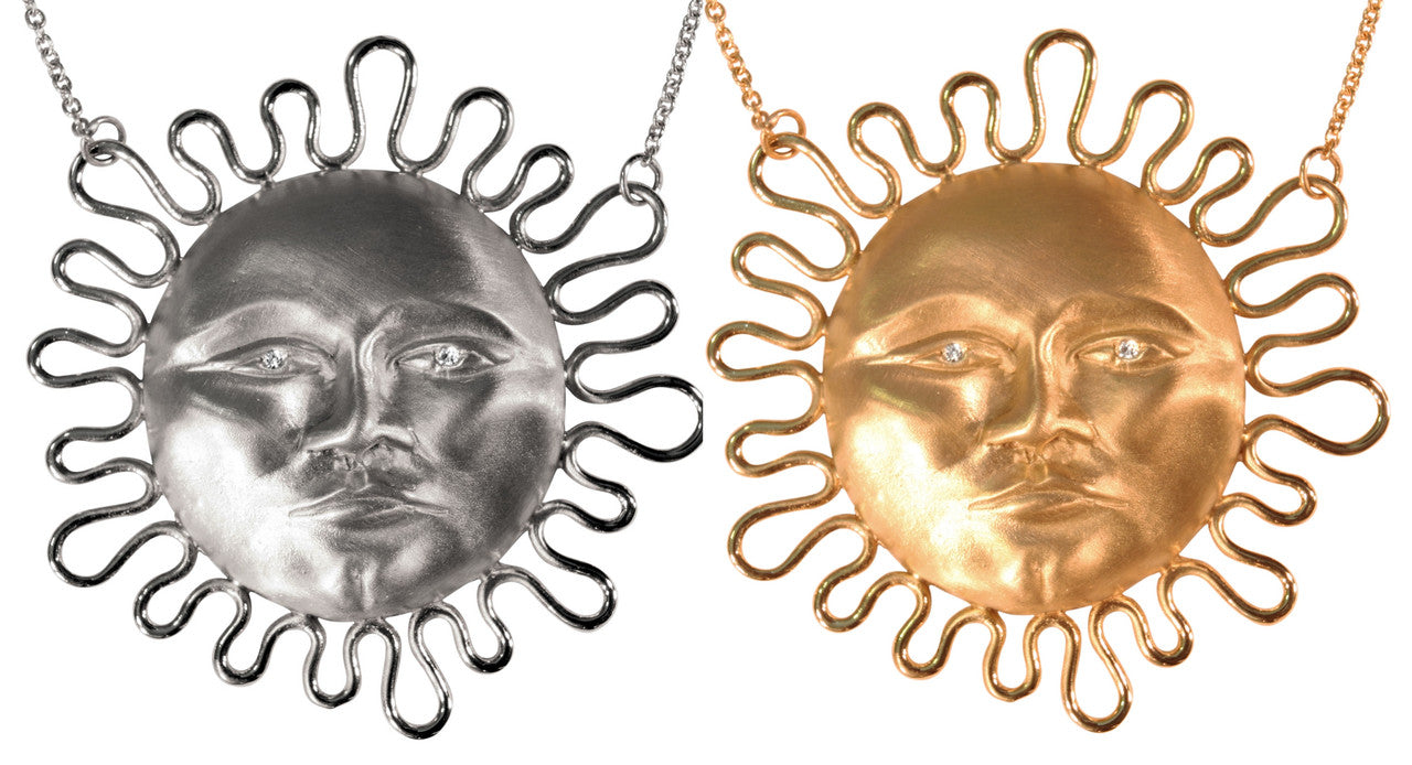 Someone to Watch Over Me-Face Earrings Diamond Eyes-14K gold. Dime size