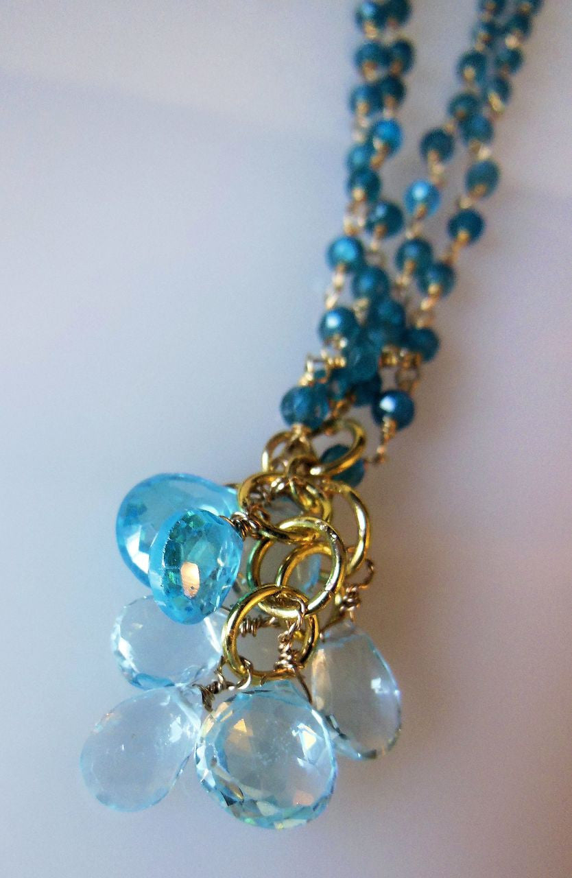 The Blues! Blue briolettes on twisted wire necklace.-9