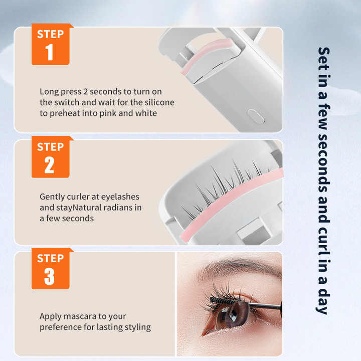 NNEDSZ White Electric Heated Eyelash Curler, Portable Rechargeable Lash Curler, Long-Lasting Eyelash Curling Tool