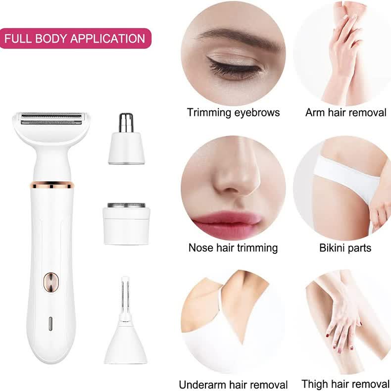 NNEDSZ 4-in-1 Electric Lady Shaver Kit - Rechargeable and Portable Grooming Solution