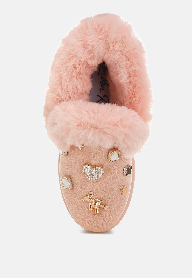 Zeta Charm Detail Slip On Snow Boots