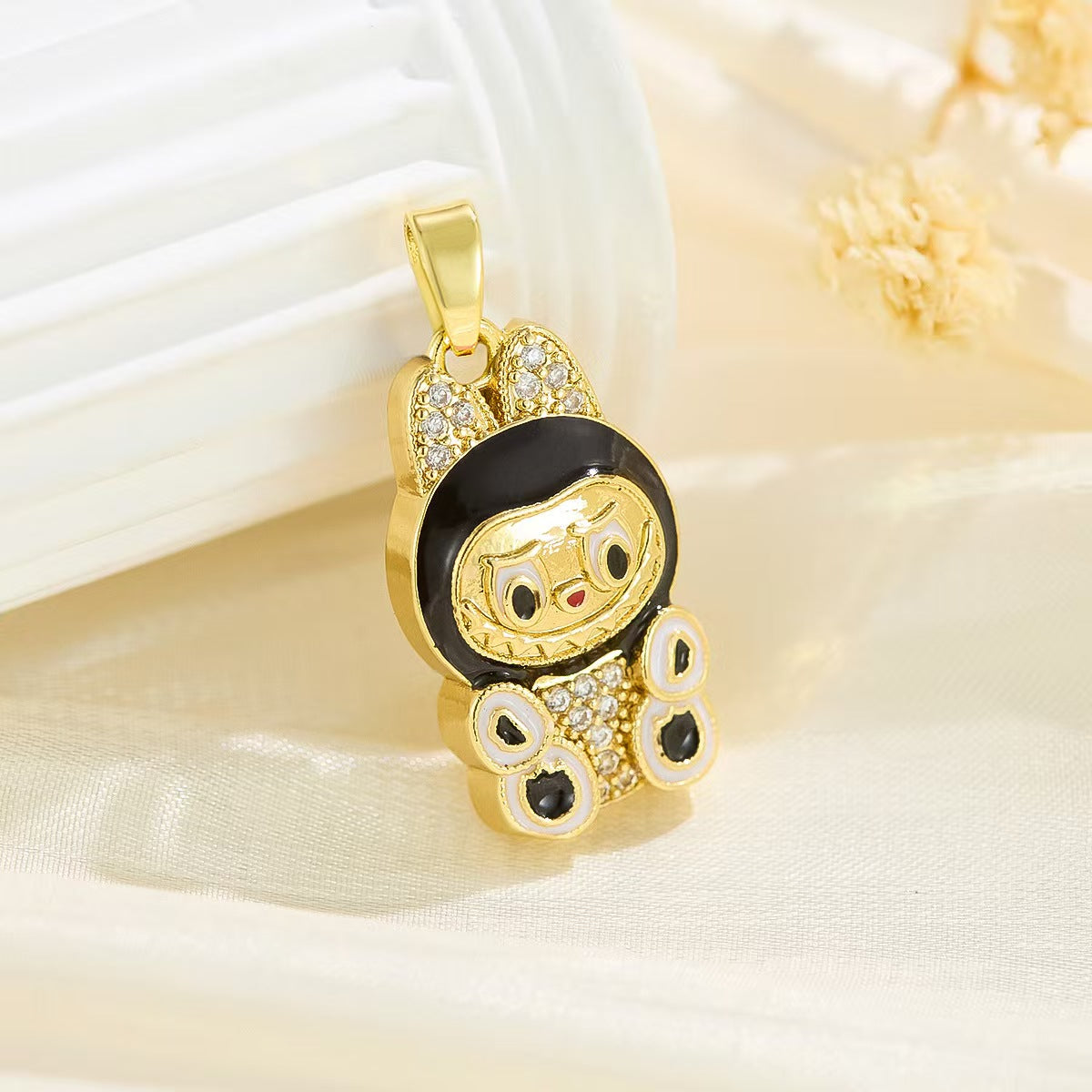 bts x Labubu Gold Enamel Pendant Necklace