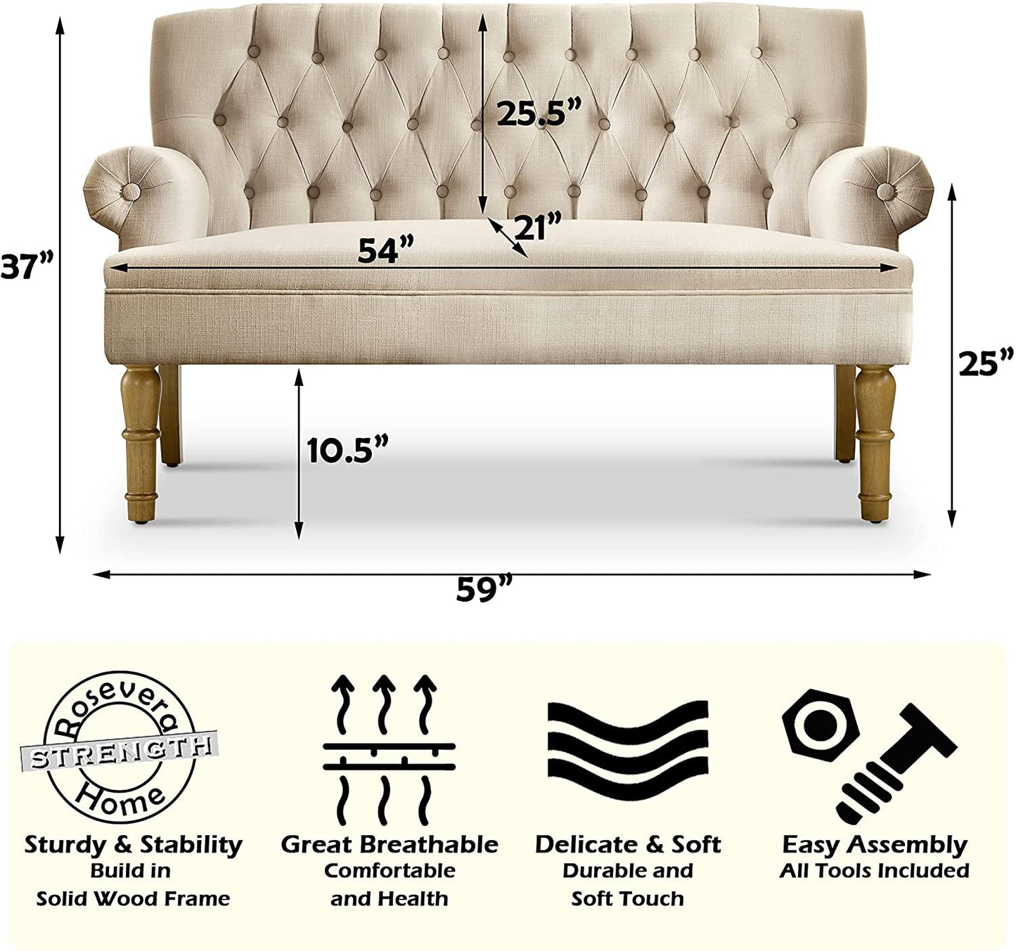 Warm Beige Love Seats Sofa Set