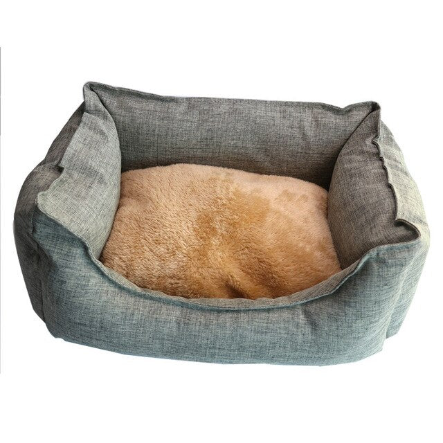 Dog Bed Winter Warm Pet Kennel Anti-Bite Square Puppy Sleeping Bed with Mat Soft Comfortable Pet Cushion For Small Medium Dogs