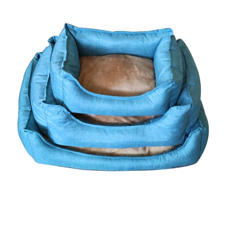 Dog Bed Winter Warm Pet Kennel Anti-Bite Square Puppy Sleeping Bed with Mat Soft Comfortable Pet Cushion For Small Medium Dogs