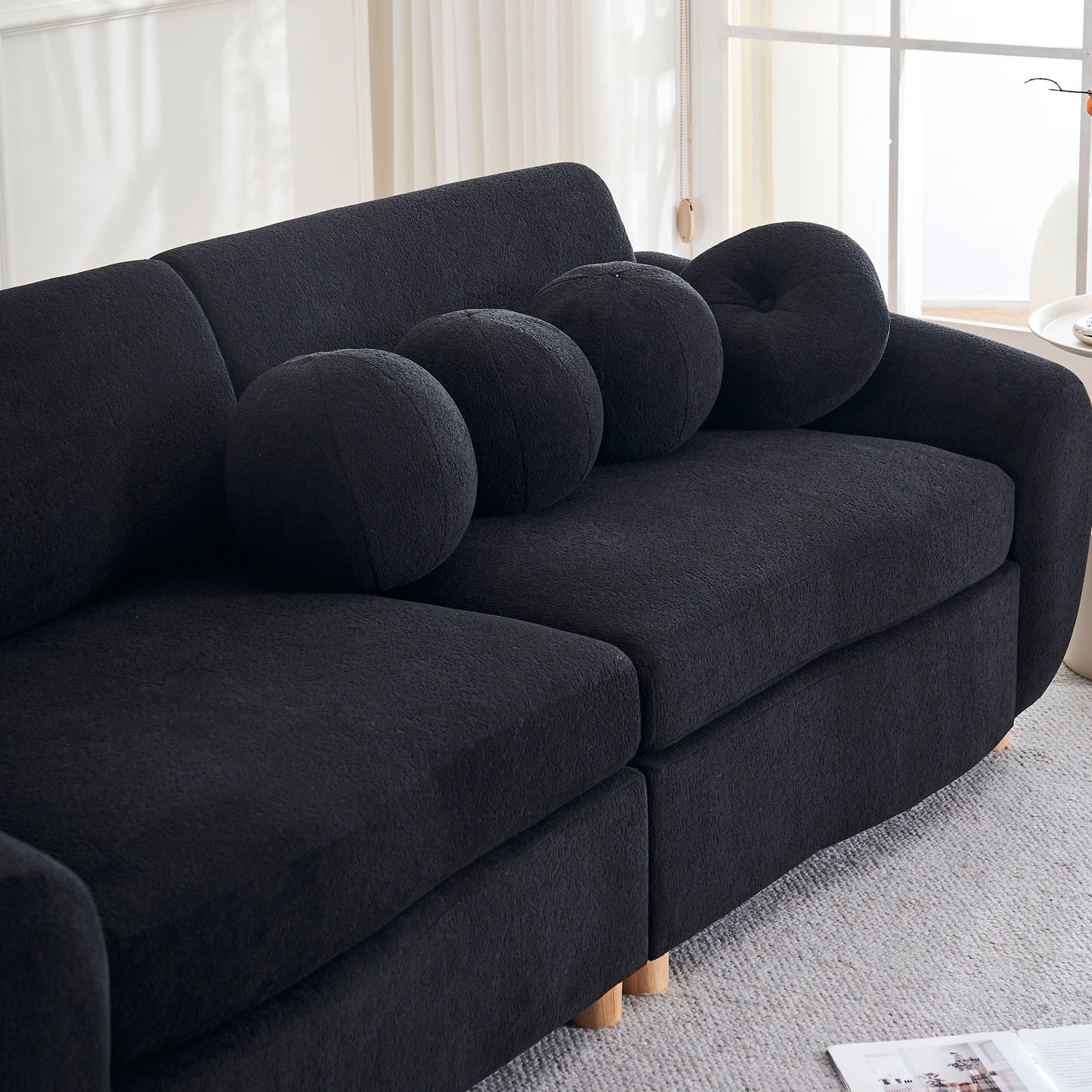 Modern Sofa for Living Room, 84' Green Chenille Sofa Couch, Sectional Love Seat Couch, Upholstered Sofa for Apatment Bedroom Home Office