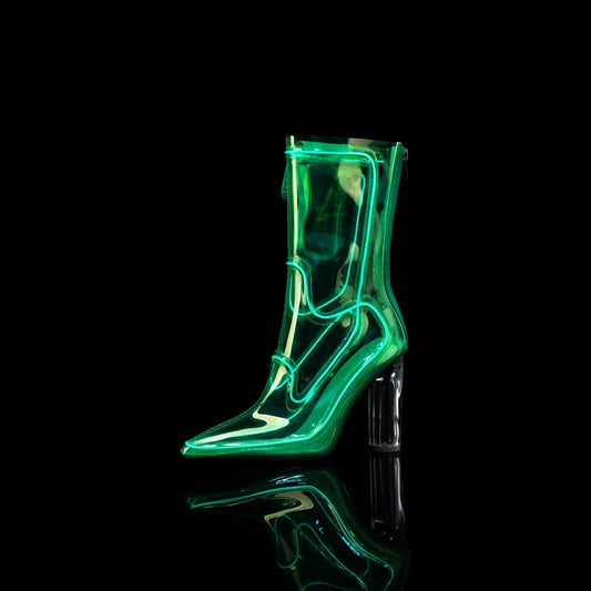 Electrifiying Neon Transparent Ankle Boots