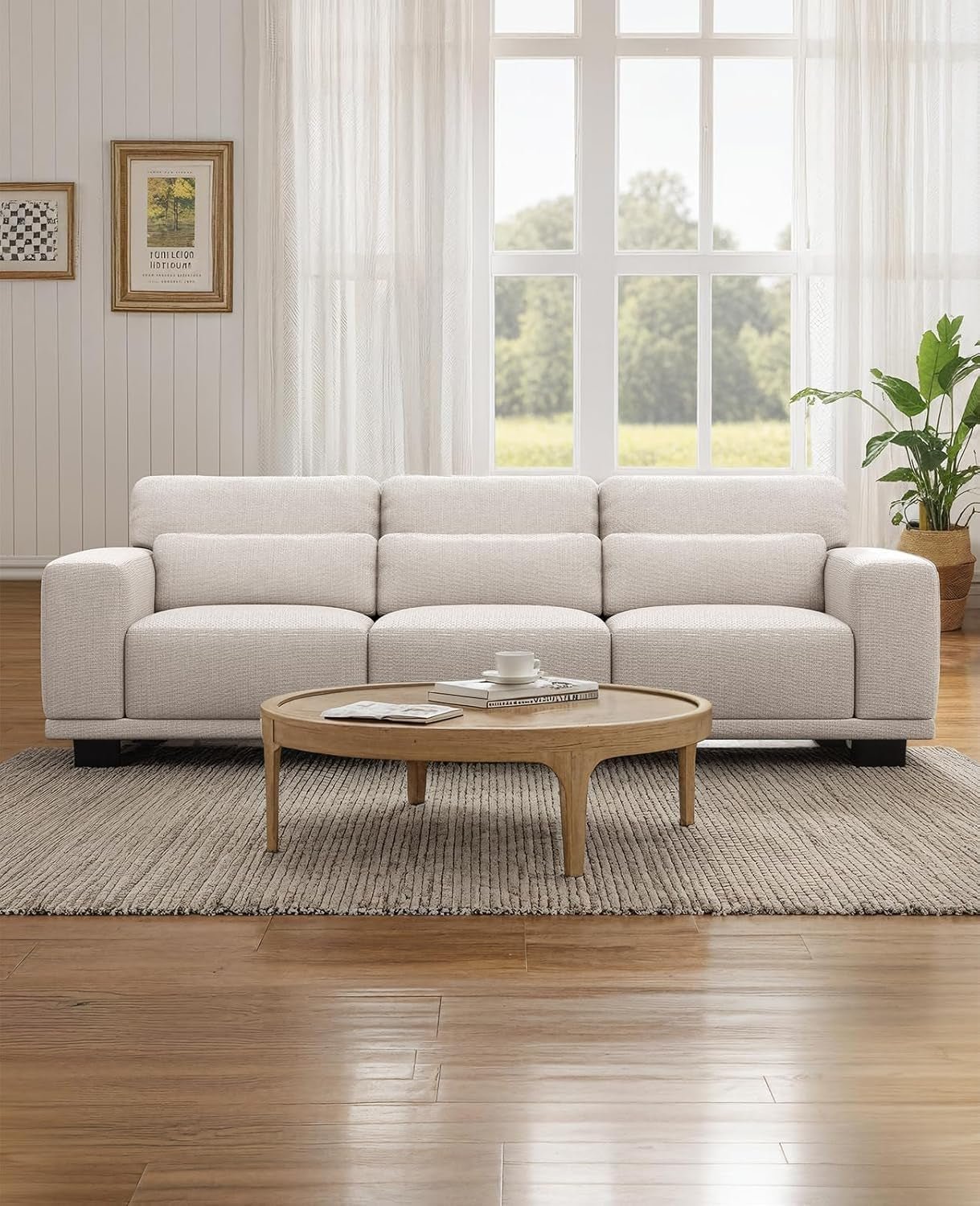 Modern 89 Inch Sofa with Deep Seats and Removable Covers