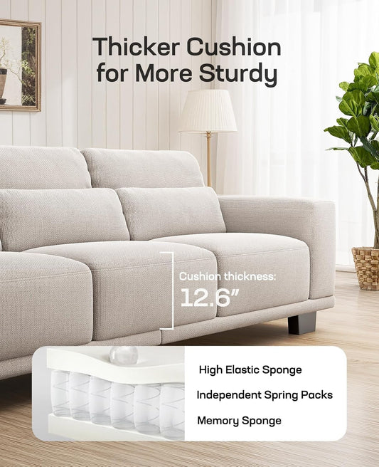 Modern 89 Inch Sofa with Deep Seats and Removable Covers