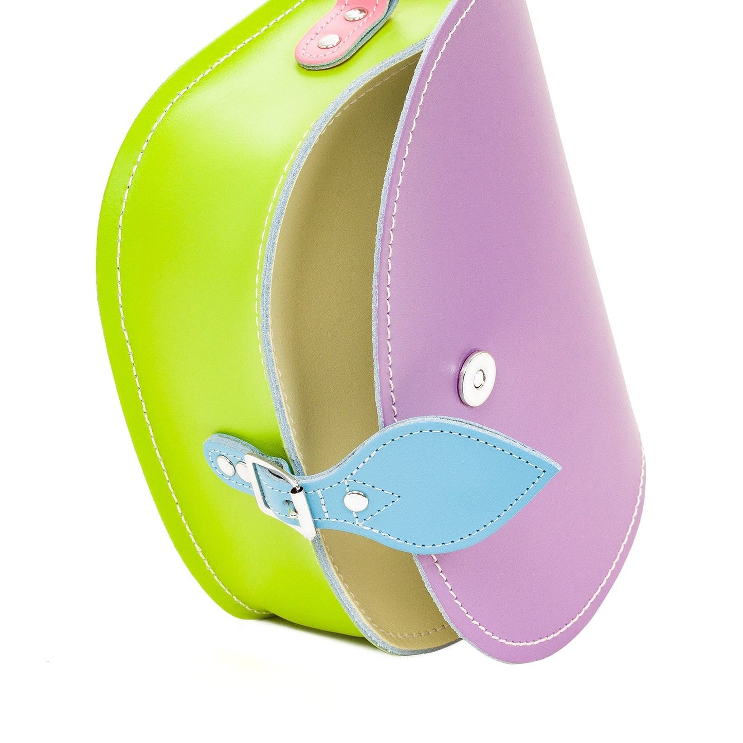 Handmade Leather Saddle Bag - Pastel Kaleidoscope-2