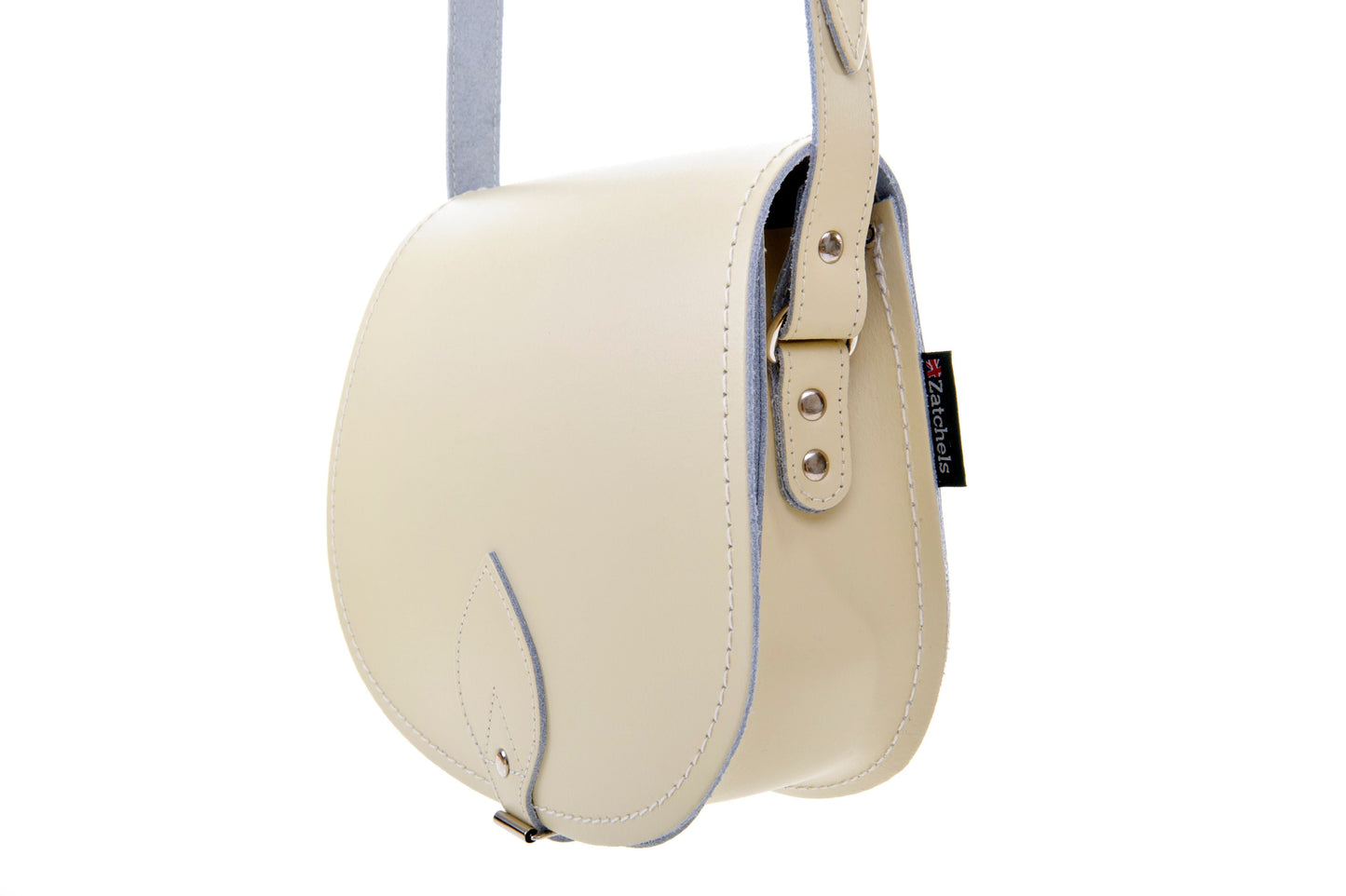 Handmade Leather Saddle Bag - Pastel Cream-1