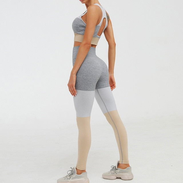 Seamless Patchwork Yoga Sets Women Fitness Clothing
