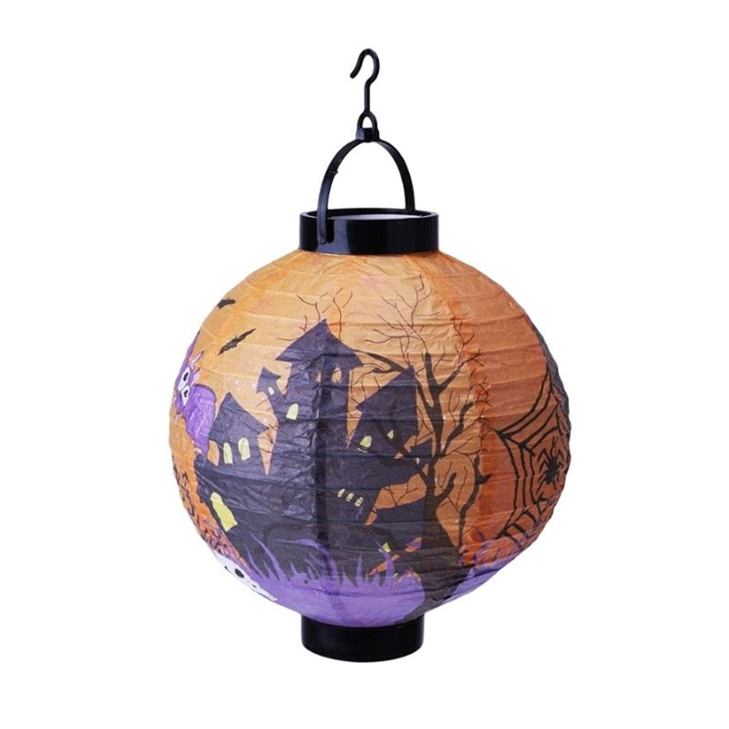 Halloween Handheld Halloween Pumpkin Paper Lantern Hanging Light-Up Pendant 4 pieces set