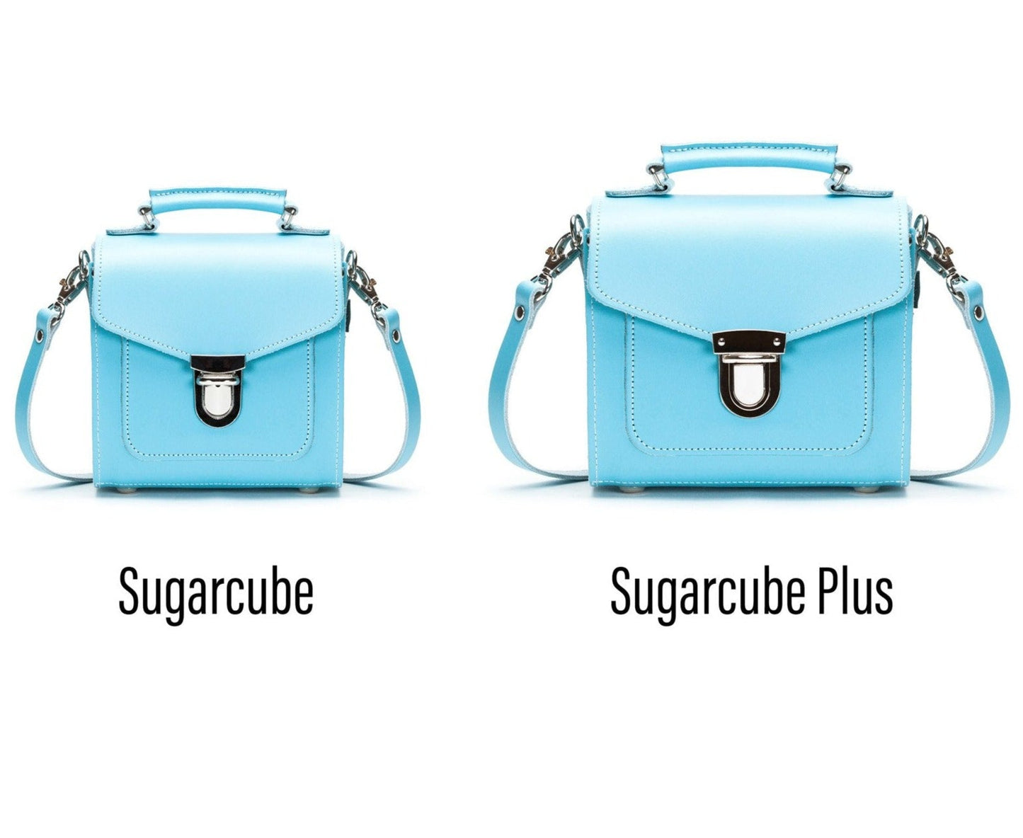 Handmade Leather Sugarcube Handbag - Pastel Baby Blue