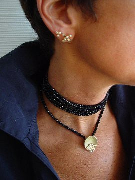Bowl of Diamonds Necklace-Small-18K Gold Dots of Diamonds, Sterling Silver