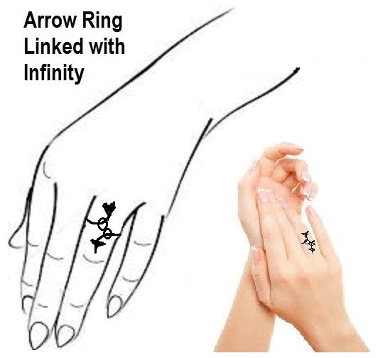 Custom Design: Arrow & Infinity Ring - Sterling Silver plated in 18K gold or rhodium
