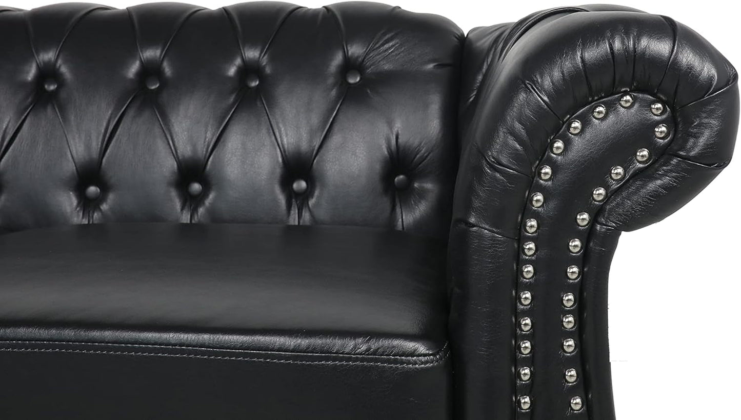 Sectional Modular Sofa Couches, PU Leather Modular Sofa Furniture Set Tufted Cushion Suitable for Small Space Configuration Sofa, Office Meeting Room Couch (PU Black, 1-2)