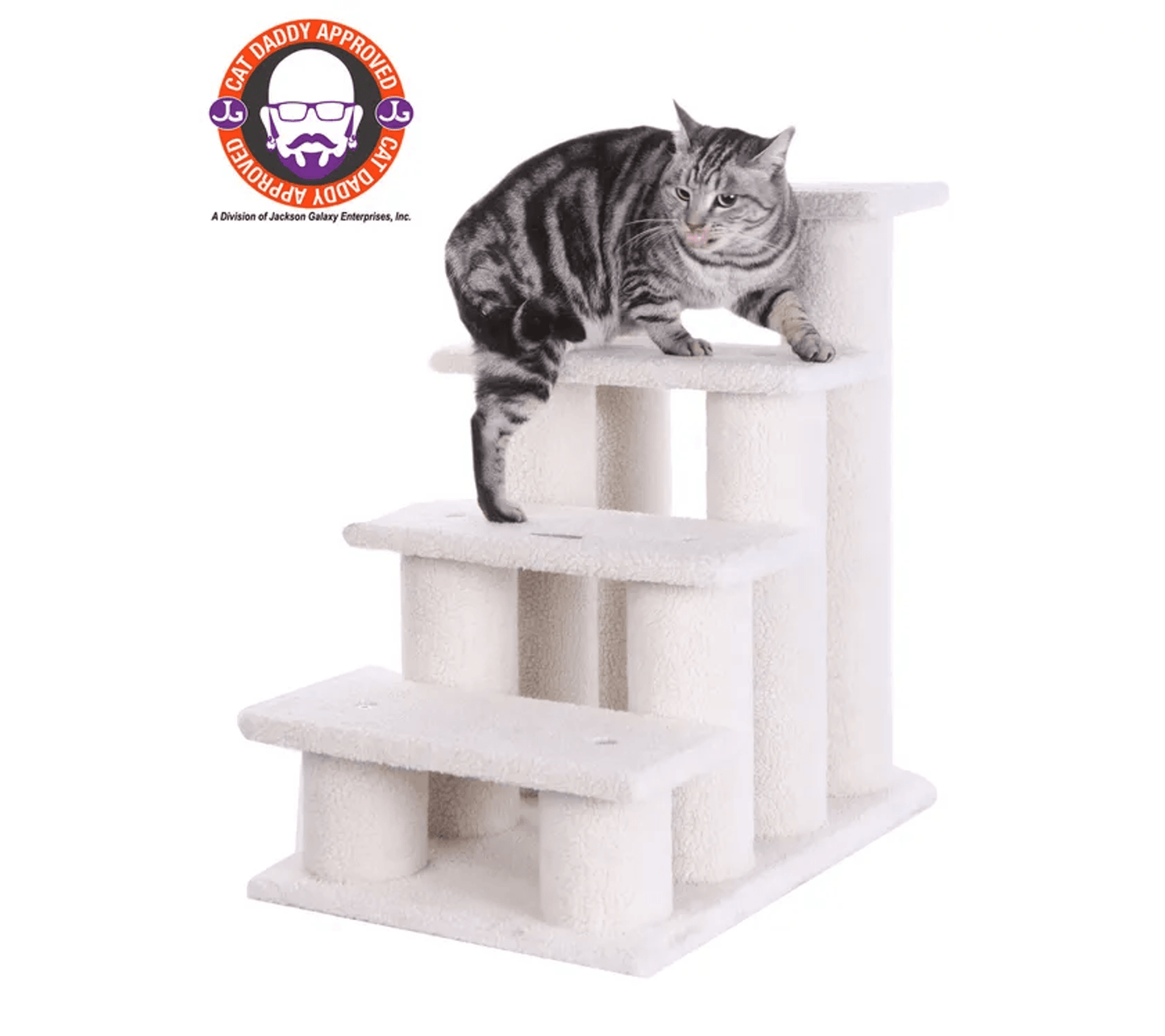 Elegant Real Wood 4-Step Pet Ramp for Dogs and Cats