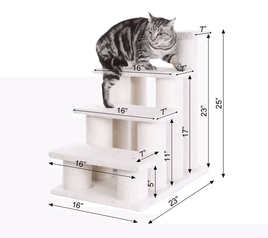 Elegant Real Wood 4-Step Pet Ramp for Dogs and Cats