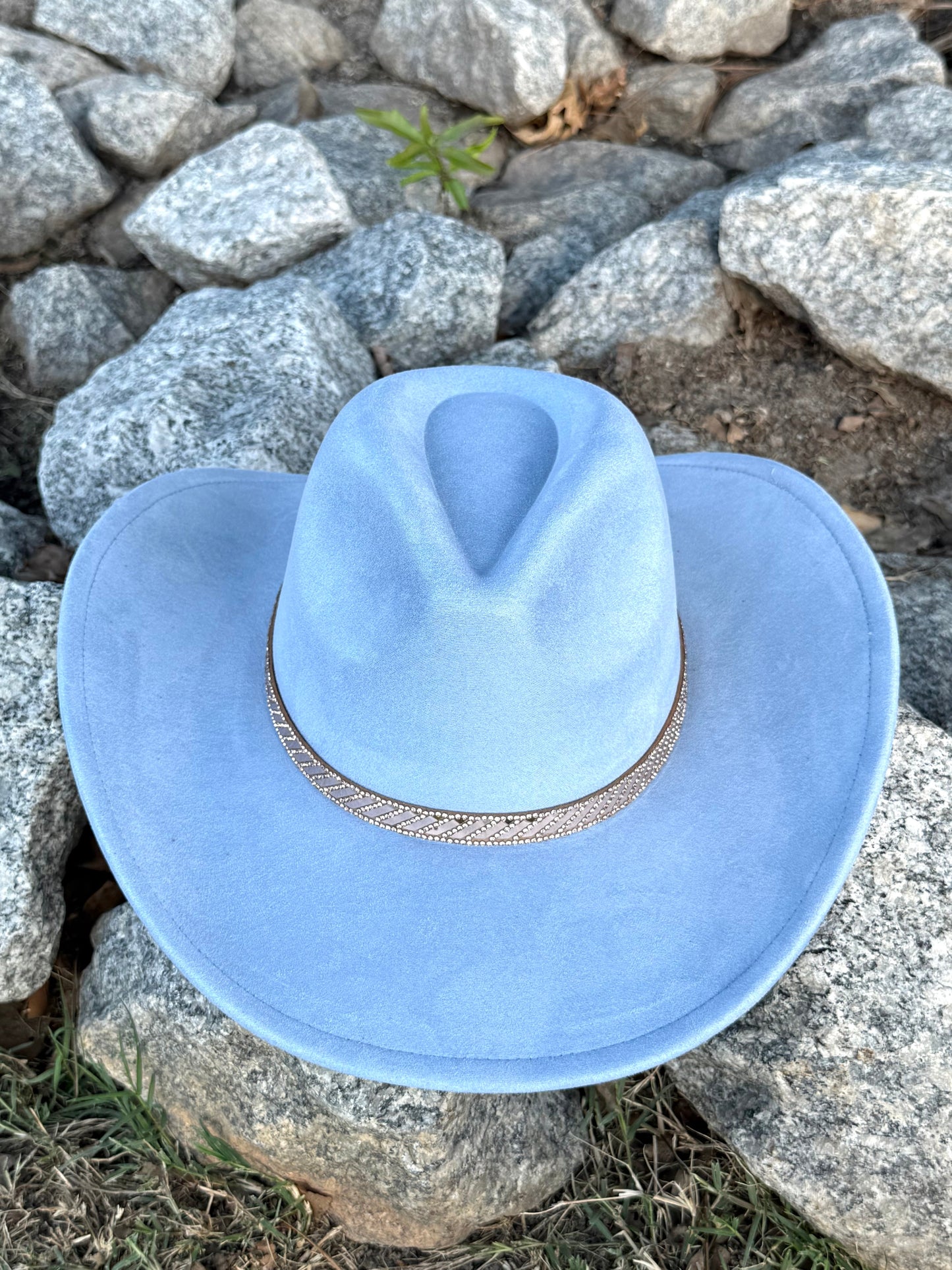 Vegan Suede Cowboy Hat, Hat with Rosegold Accessory, Hat for Burning, Cowboy Hat, Rancher Hat, Hat for customization-1