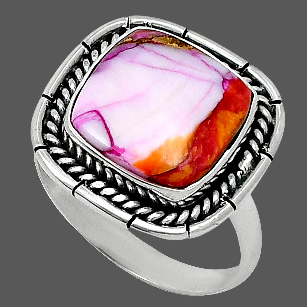 Premium Kingman Orange Dahlia Turquoise Ring size-10 R-1728 30-ER11596