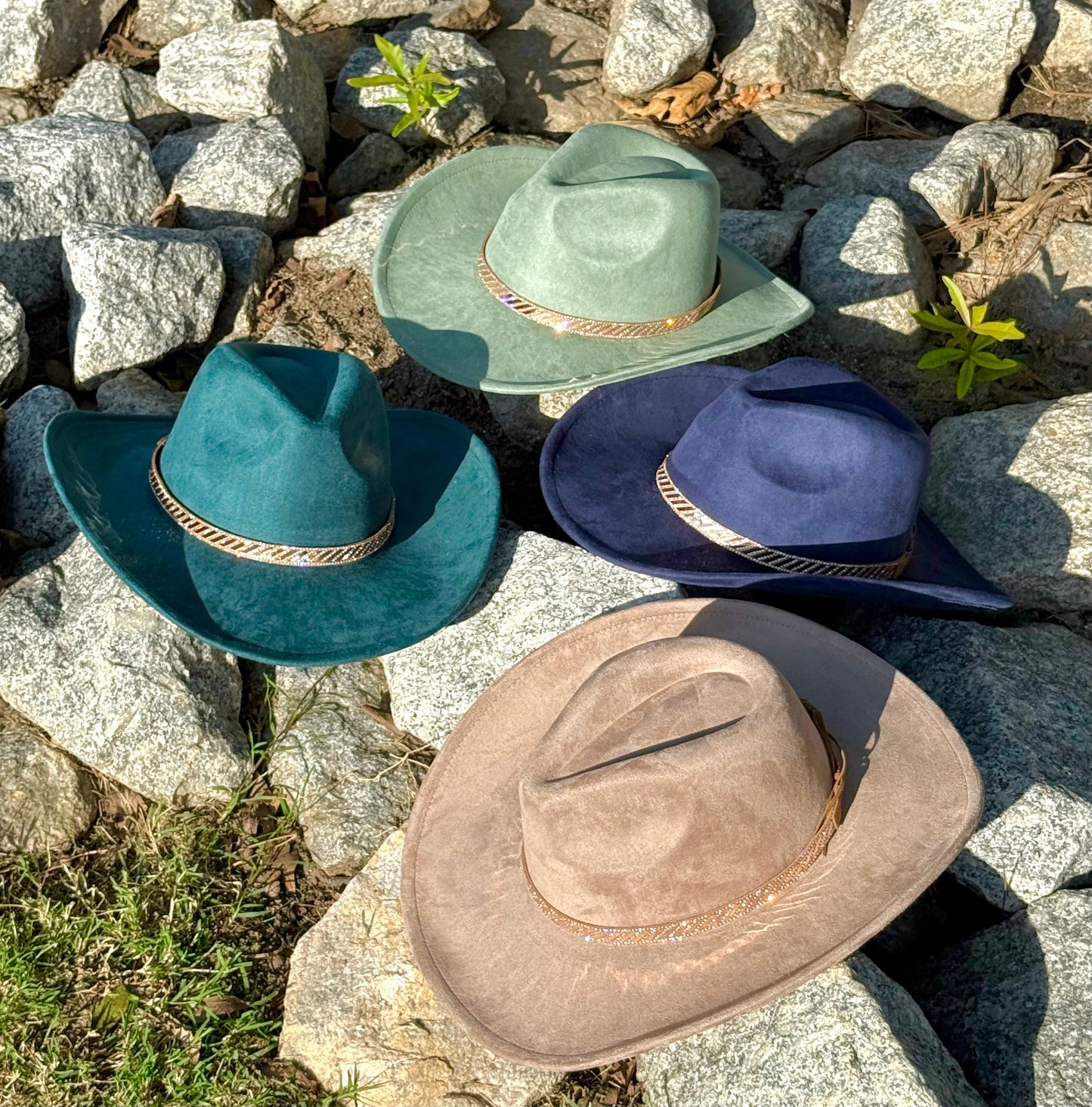 Vegan Suede Cowboy Hat, Hat with Rosegold Accessory, Hat for Burning, Cowboy Hat, Rancher Hat, Hat for customization-2
