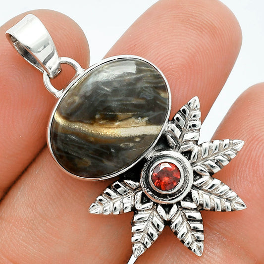 Premium Quality Bat Cave Jasper & Garnet Pendant P-1425 56-EP10559