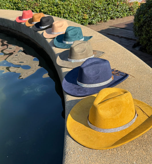 Vegan Suede Cowboy Hat, Hat with diamon Accessory, Hat for Burning, Cowboy Hat, Rancher Hat, Hat for customization