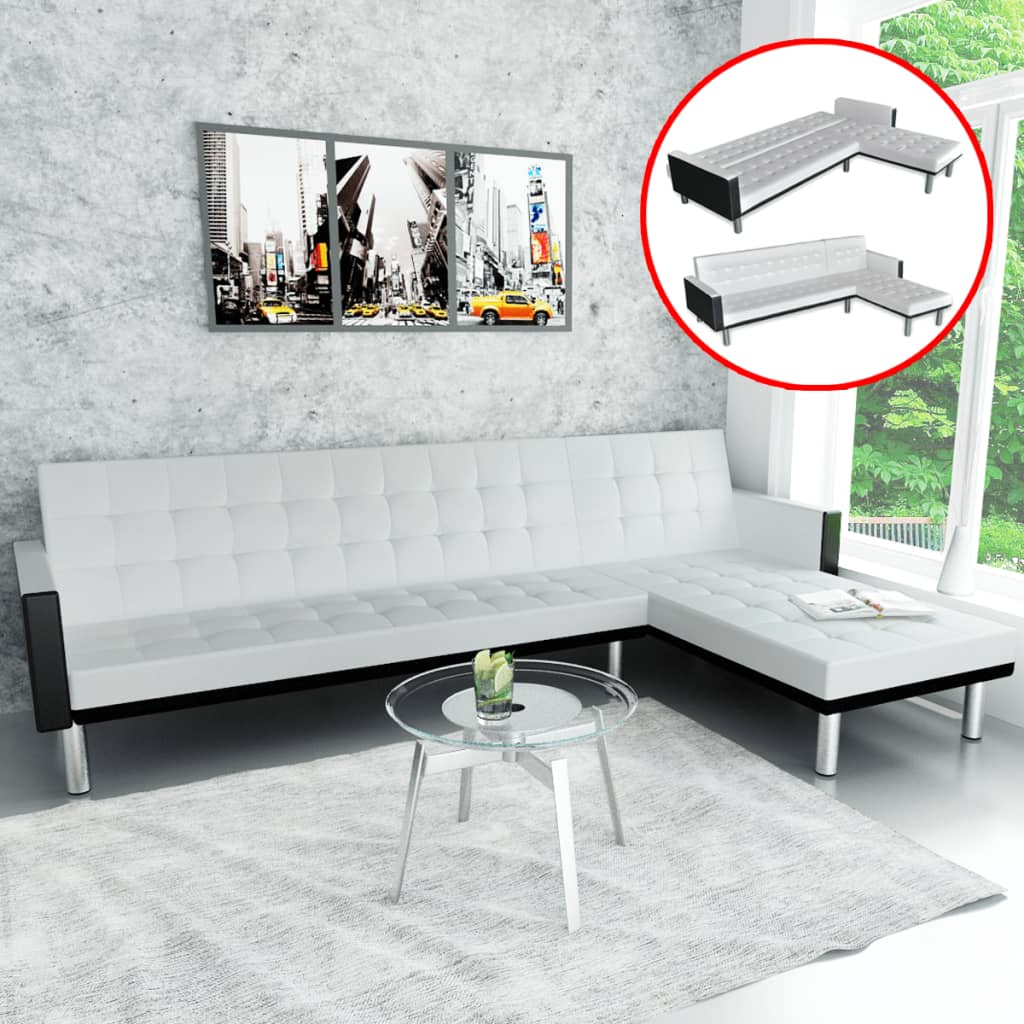 vidaXL Sofa Bed Sleeper Sectional Sofa Bed L Shaped Couch Artificial Leather