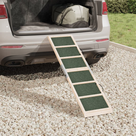 vidaXL Dog Ramp Foldable Adjustable Canine Ramp for Car Bed Solid Wood Fir