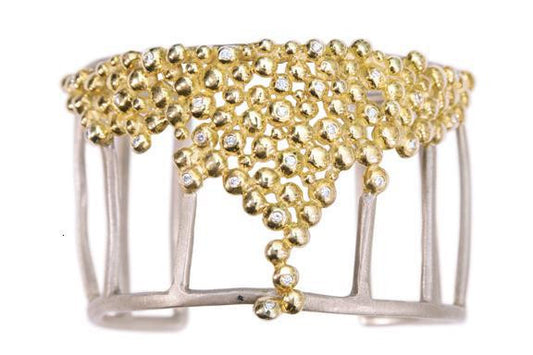 Abundance Cuff bracelet-diamonds in Sterling and 18K plate