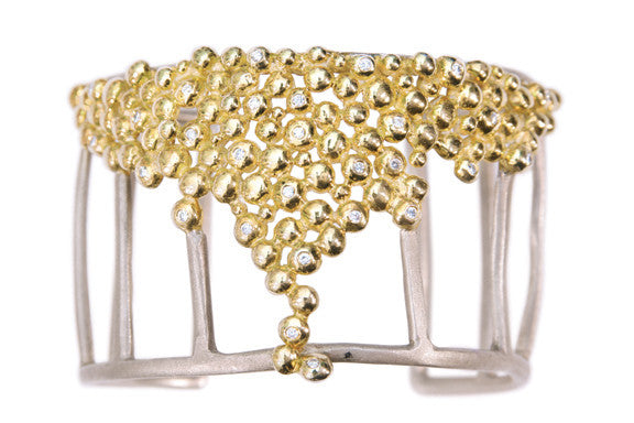 Abundance Cuff bracelet-diamonds in Sterling and 18K plate