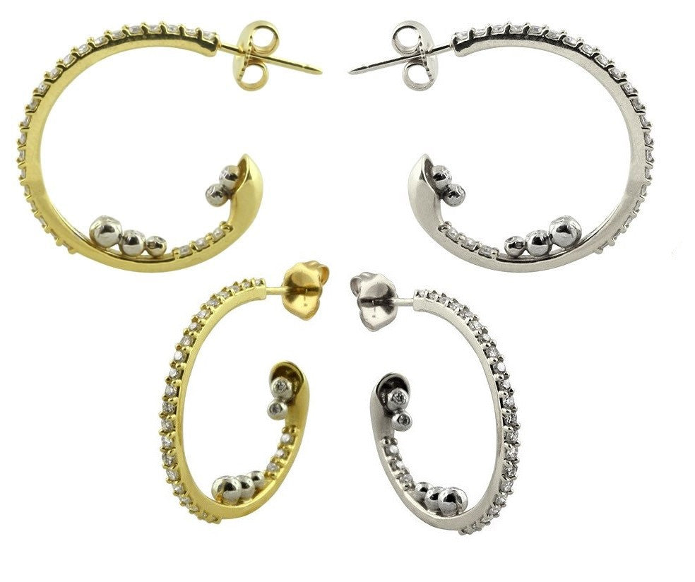 Abundance Hoop Earrings-14k Gold with Diamonds in an Abundant Overflow-2