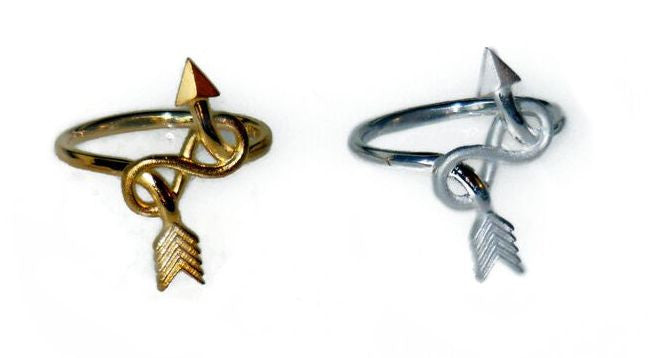 Custom Design: Arrow & Infinity Ring - Sterling Silver plated in 18K gold or rhodium