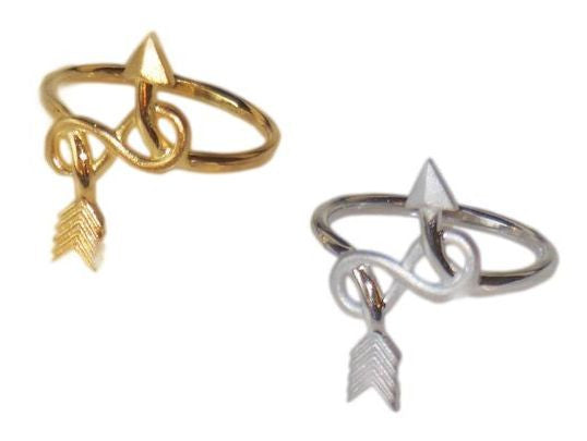 Custom Design: Arrow & Infinity Ring - Sterling Silver plated in 18K gold or rhodium