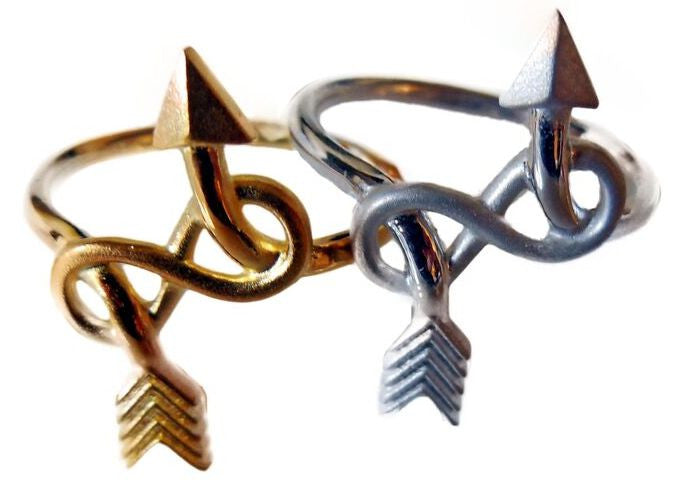 Custom Design: Arrow & Infinity Ring - Sterling Silver plated in 18K gold or rhodium