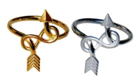 Custom Design: Arrow & Infinity Ring - Sterling Silver plated in 18K gold or rhodium