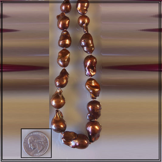 Baroque Pearl Necklae- Chocolate brown-0