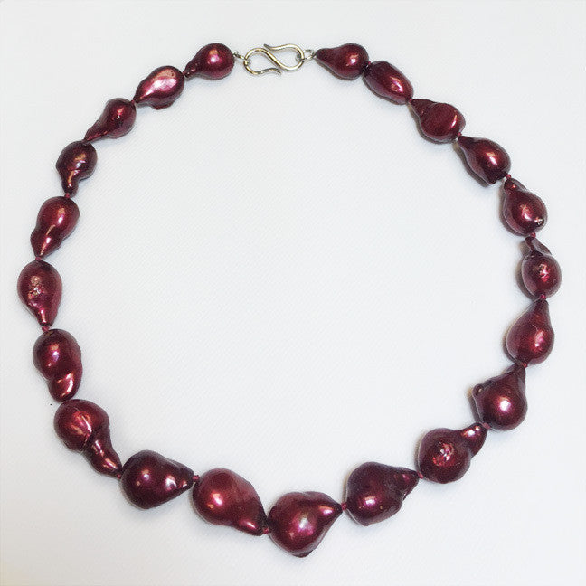 Baroque pearl necklace- Cranberry-4
