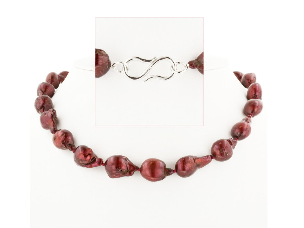 Baroque pearl necklace- Cranberry-5