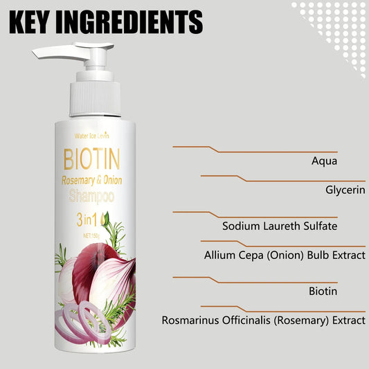 Biotin Rosemary Onion 3 in 1 Shampoo for Hair Care