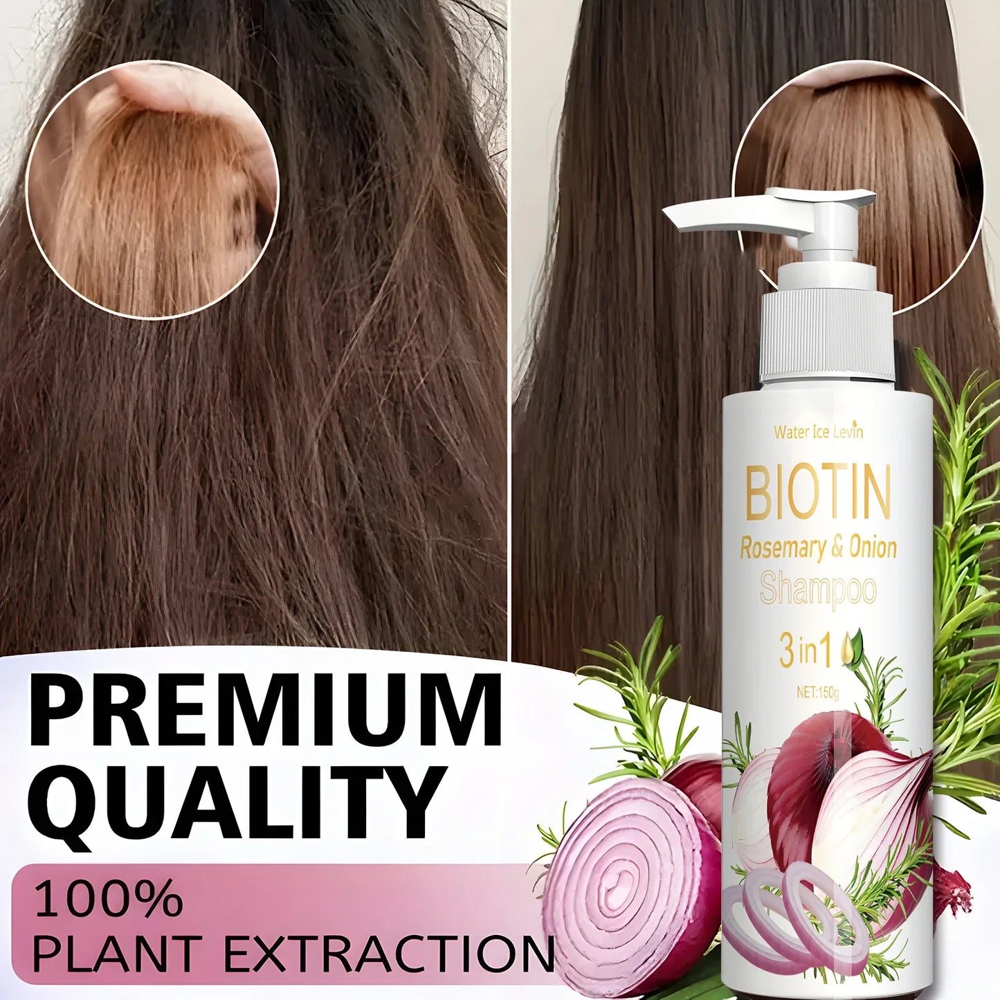 Biotin Rosemary Onion 3 in 1 Shampoo for Hair Care