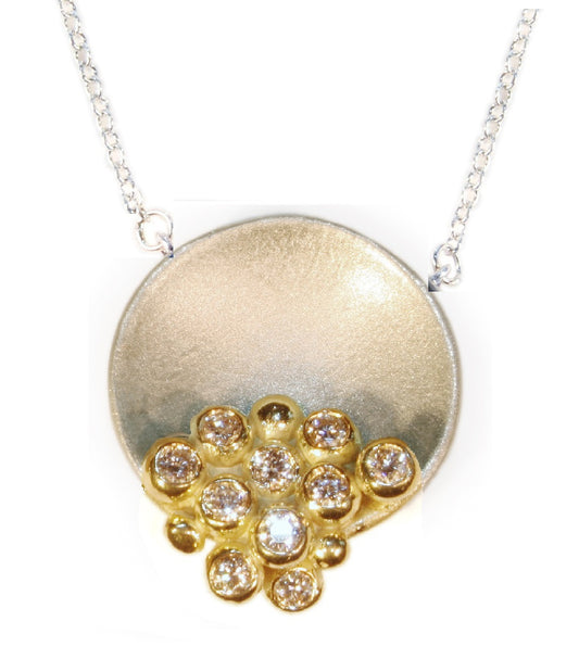 Bowl of Diamonds Necklace-Small-18K Gold Dots of Diamonds, Sterling Silver