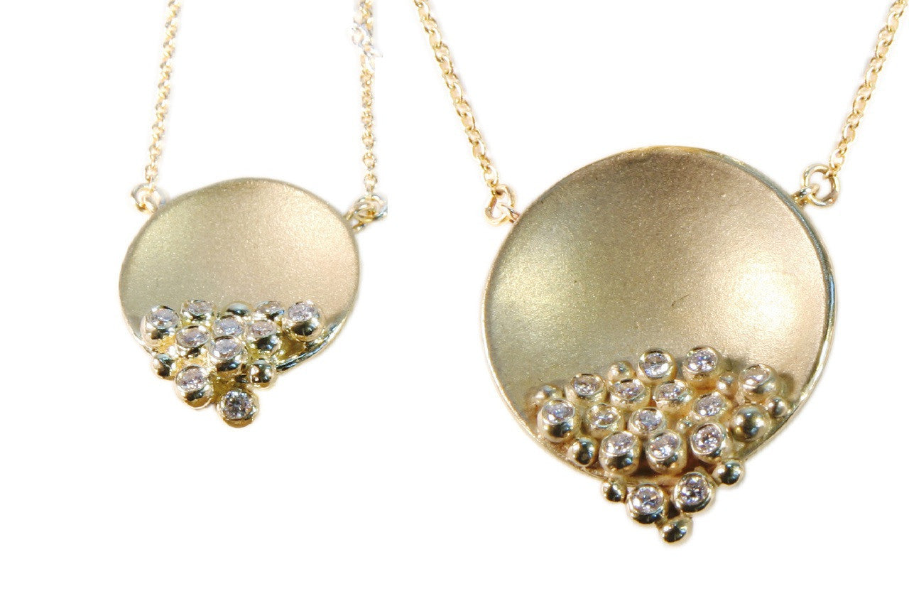 Bowl of Diamonds Necklace-Small-18K Gold Dots of Diamonds, Sterling Silver