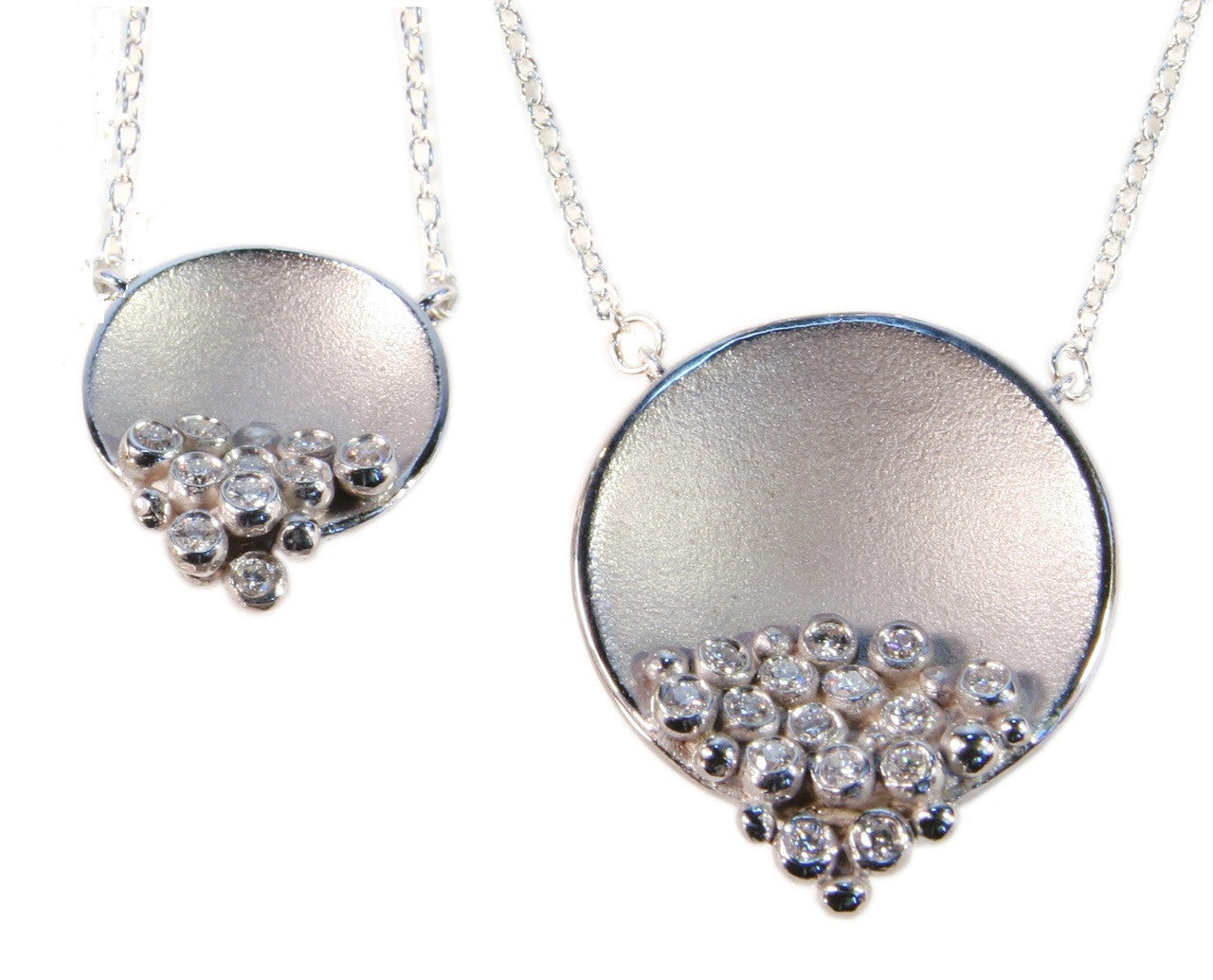 Bowl of Diamonds Necklace-Small-18K Gold Dots of Diamonds, Sterling Silver
