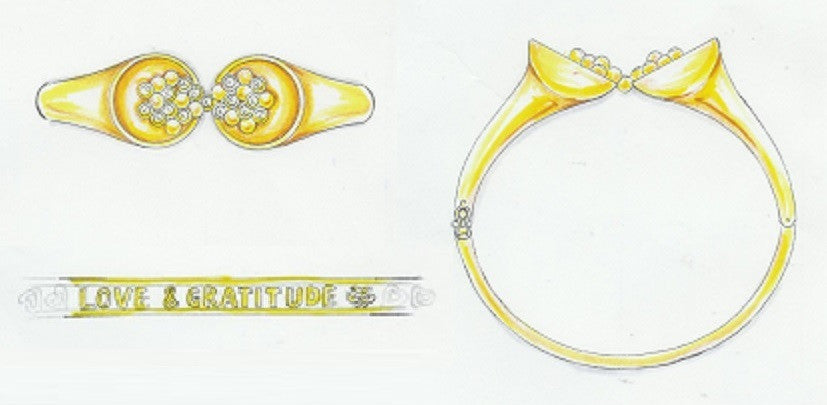 Bowl of Overflowing Diamonds Bracelet. Sterling cuff with 18K gold dots of diamonds