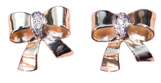 Bow Necklace-Sterling Silver with diamonds on Karma chain with diamond dots