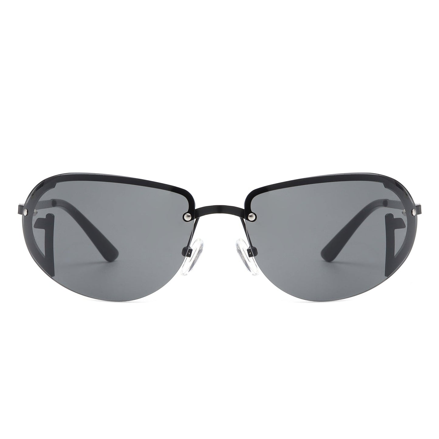 Oceandew - Retro Rimless Oval Tinted Round Sunglasses-2